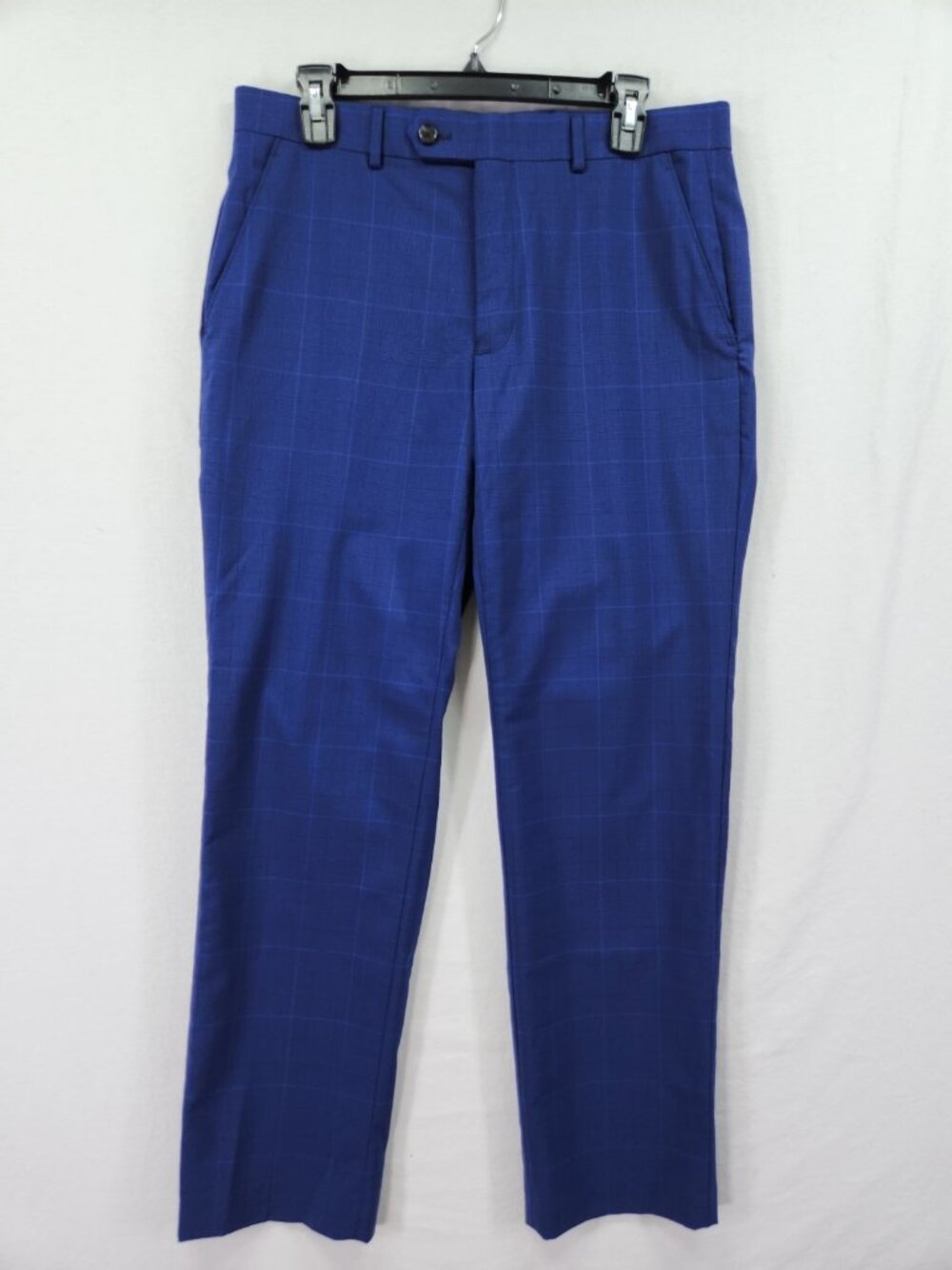 Lauren Ralph Lauren Mens 33x30 Royal Blue Plaid Check Dress Pants Trousers Wool